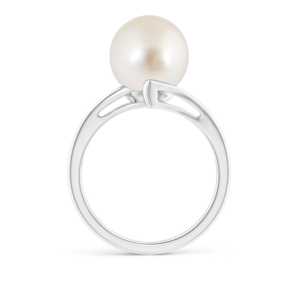 10mm AAAA Solitaire South Sea Pearl Bypass Split Shank Ring in White Gold side 1