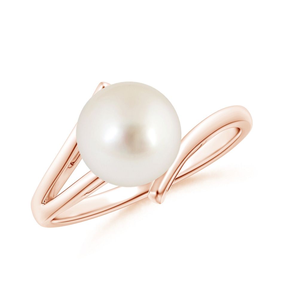8mm AAAA Solitaire South Sea Pearl Bypass Split Shank Ring in Rose Gold 