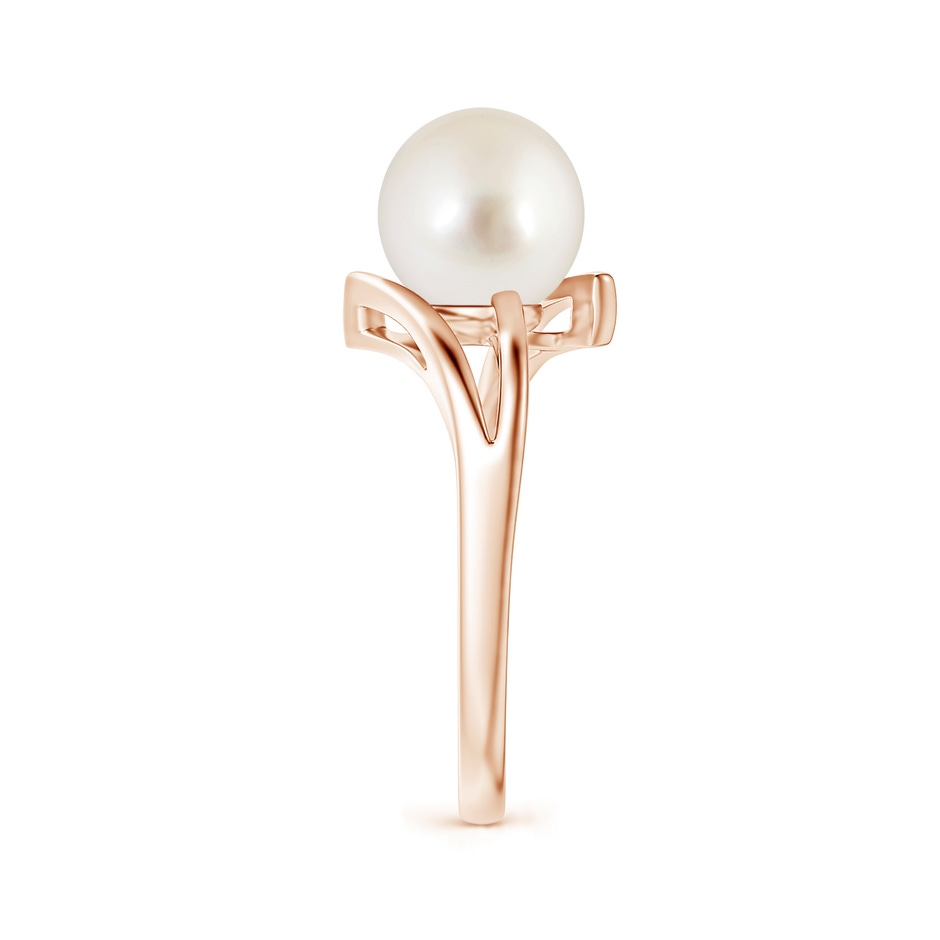 8mm AAAA Solitaire South Sea Pearl Bypass Split Shank Ring in Rose Gold side 2
