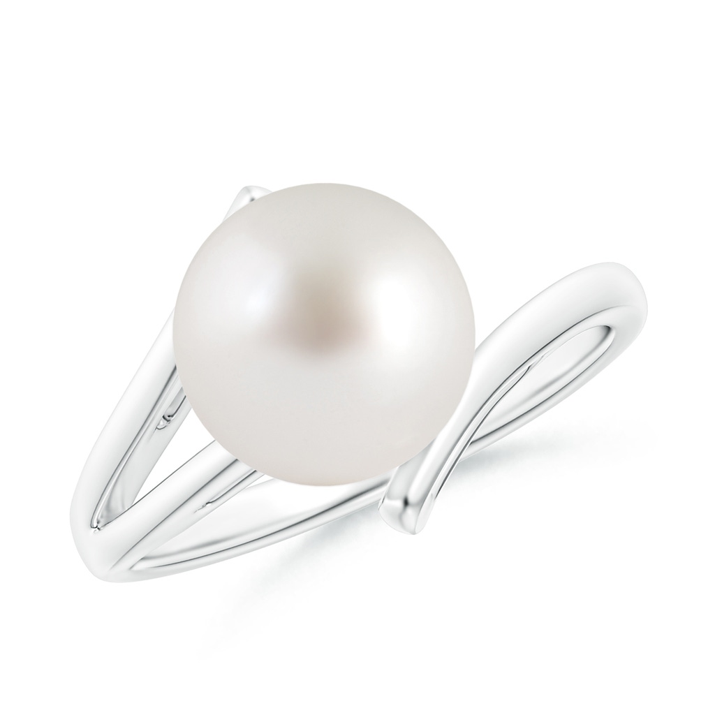 9mm AAA Solitaire South Sea Pearl Bypass Split Shank Ring in White Gold
