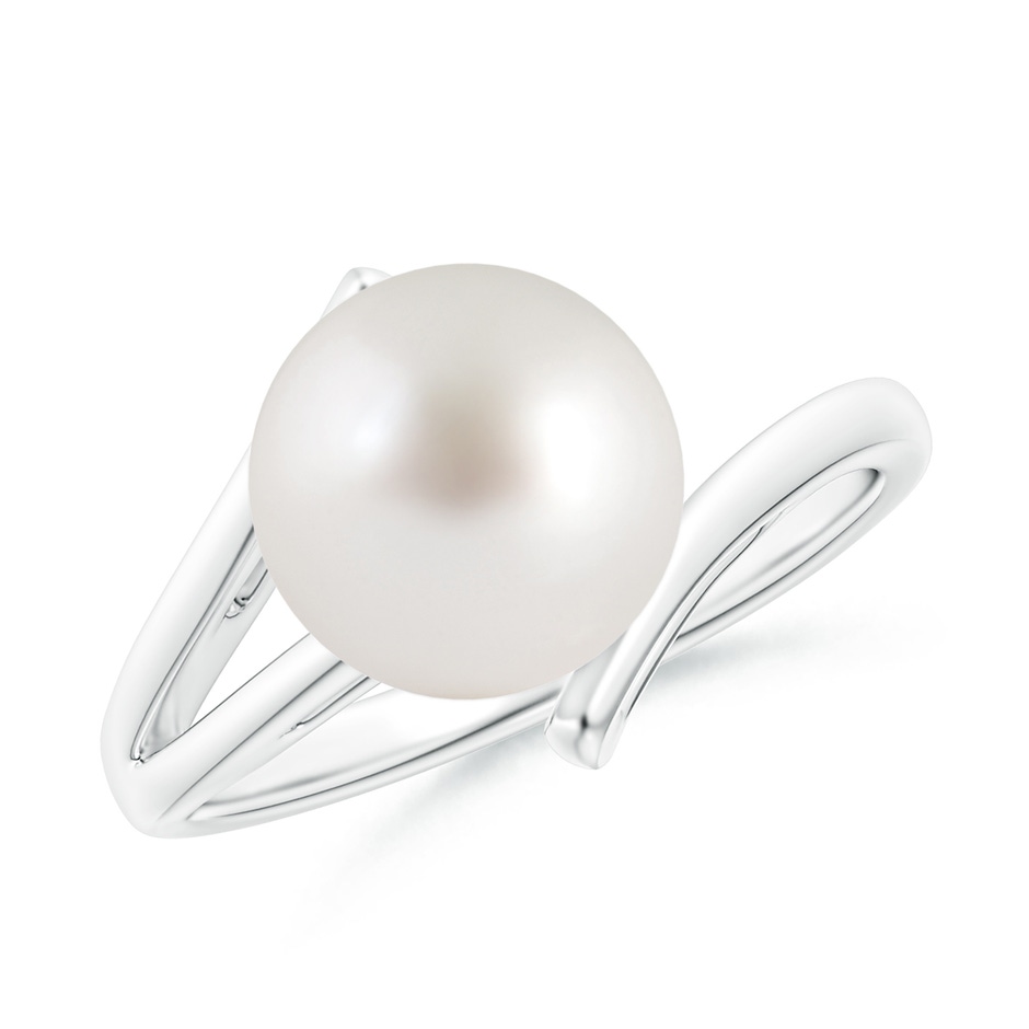 9mm AAA Solitaire South Sea Pearl Bypass Split Shank Ring in White Gold 