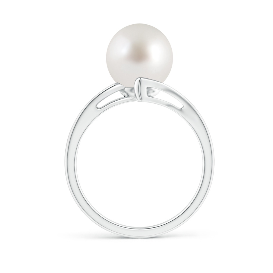 9mm AAA Solitaire South Sea Pearl Bypass Split Shank Ring in White Gold side 1