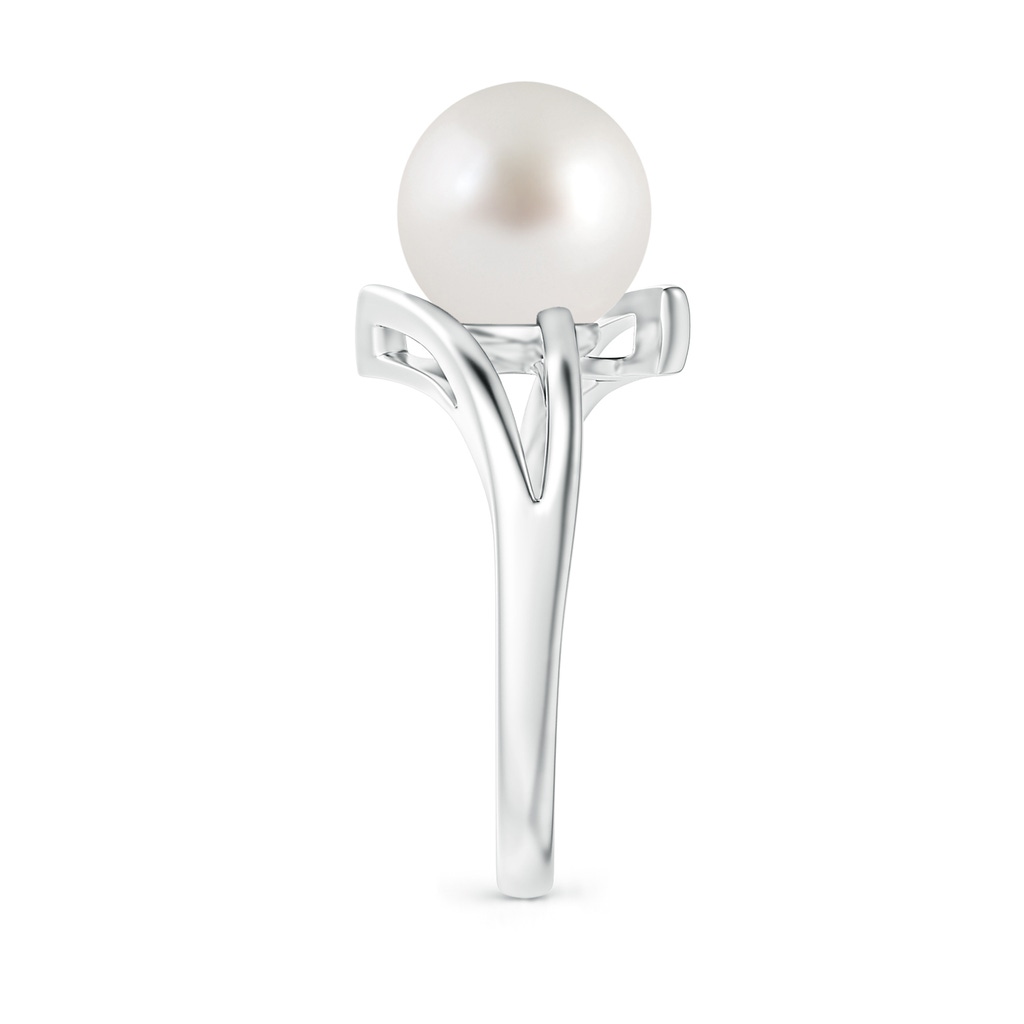 9mm AAA Solitaire South Sea Pearl Bypass Split Shank Ring in White Gold Side 2
