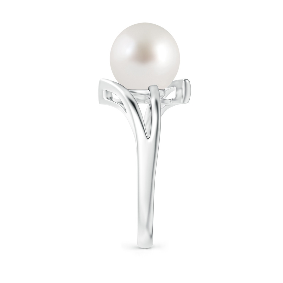 9mm AAA Solitaire South Sea Pearl Bypass Split Shank Ring in White Gold side 2