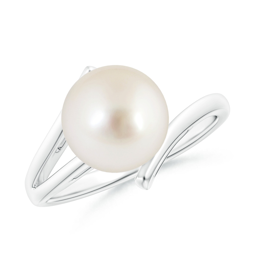 9mm AAAA Solitaire South Sea Pearl Bypass Split Shank Ring in P950 Platinum