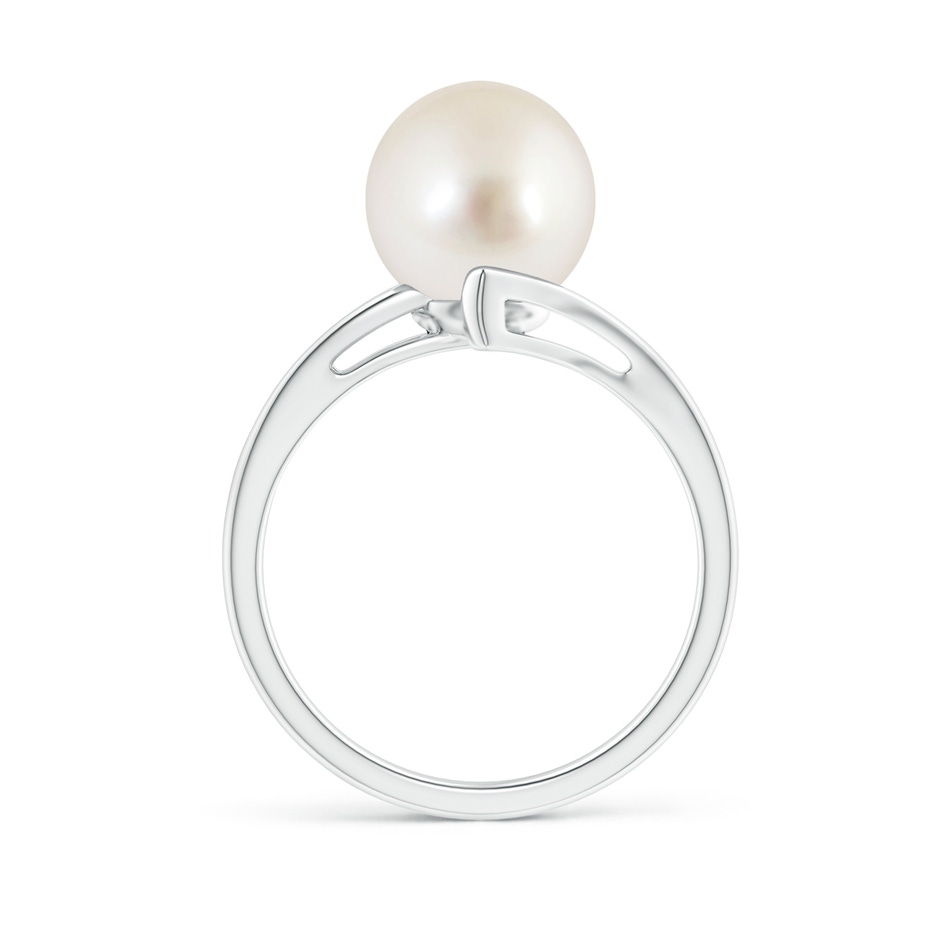 9mm AAAA Solitaire South Sea Pearl Bypass Split Shank Ring in P950 Platinum side 1