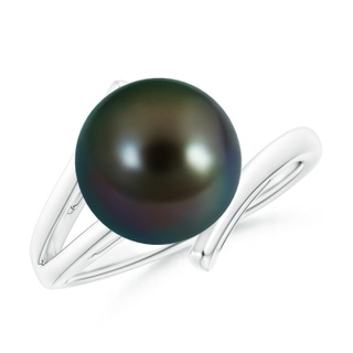 10mm AAAA Solitaire Tahitian Pearl Bypass Split Shank Ring in P950 Platinum