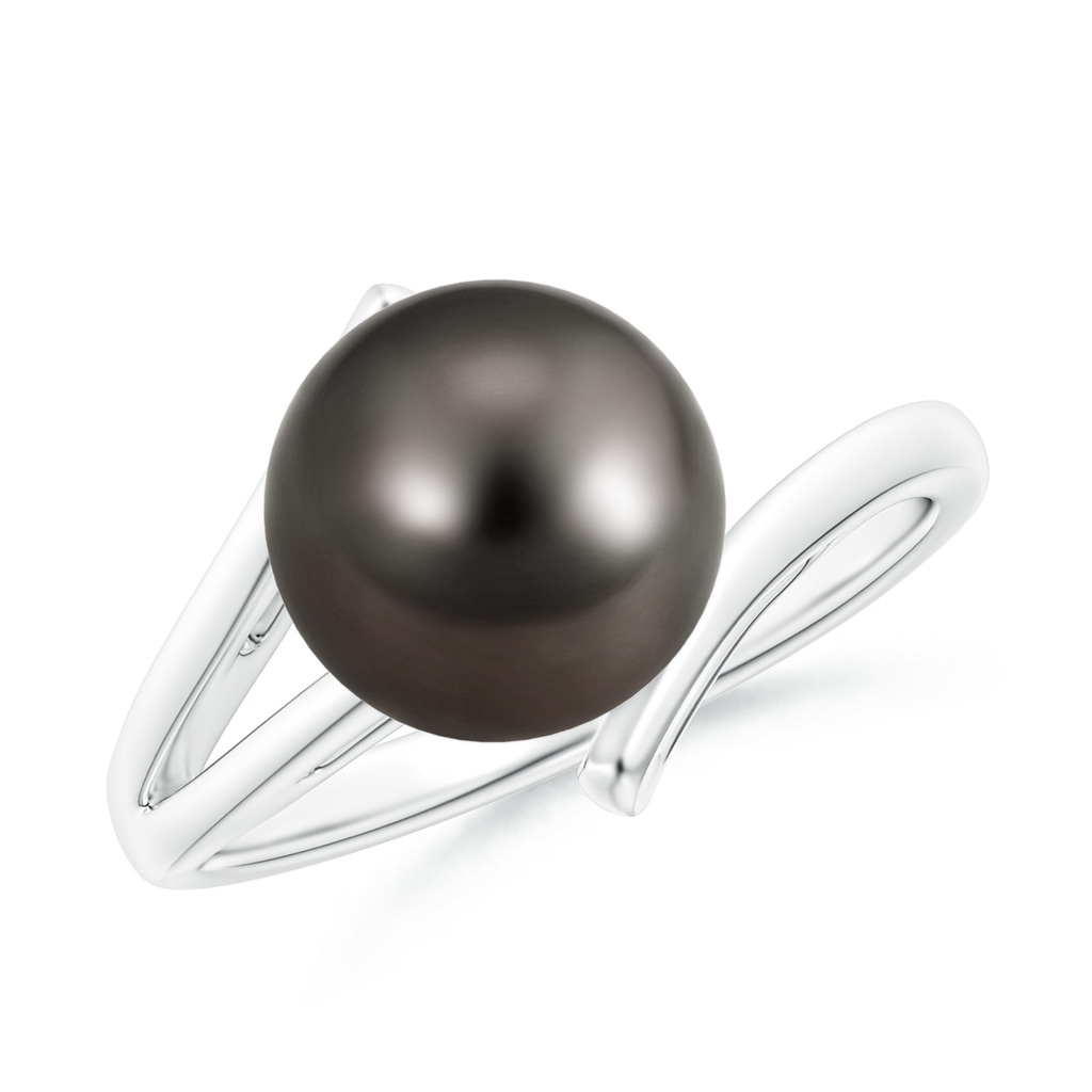 9mm AAA Solitaire Tahitian Pearl Bypass Split Shank Ring in White Gold