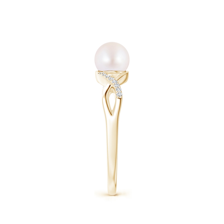 6mm AA Japanese Akoya Pearl Criss Cross Shank Engagement Ring in Yellow Gold side 299