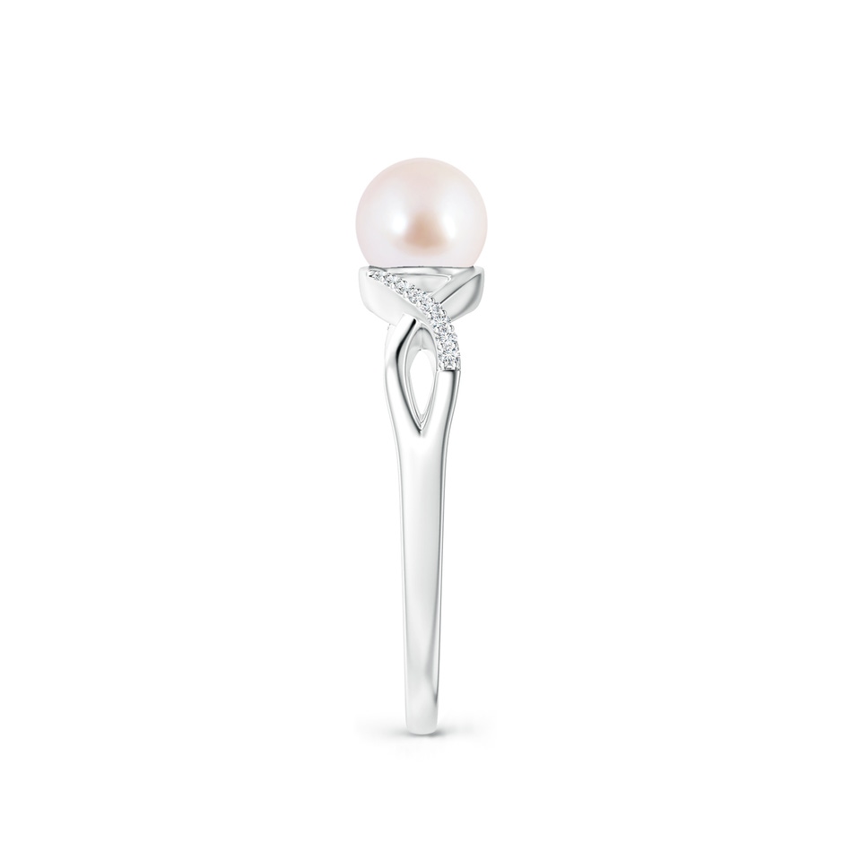 6mm AAA Japanese Akoya Pearl Criss Cross Shank Engagement Ring in 18K White Gold side 299