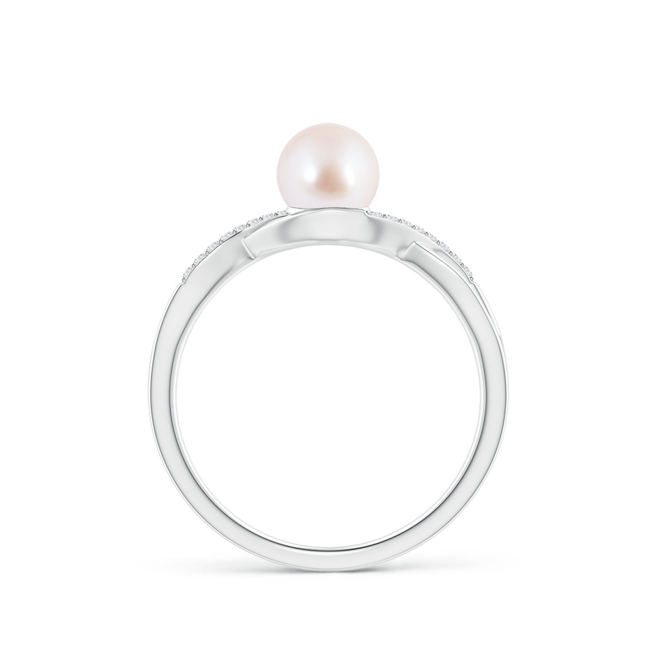 6mm AAA Japanese Akoya Pearl Criss Cross Shank Engagement Ring in White Gold side 199
