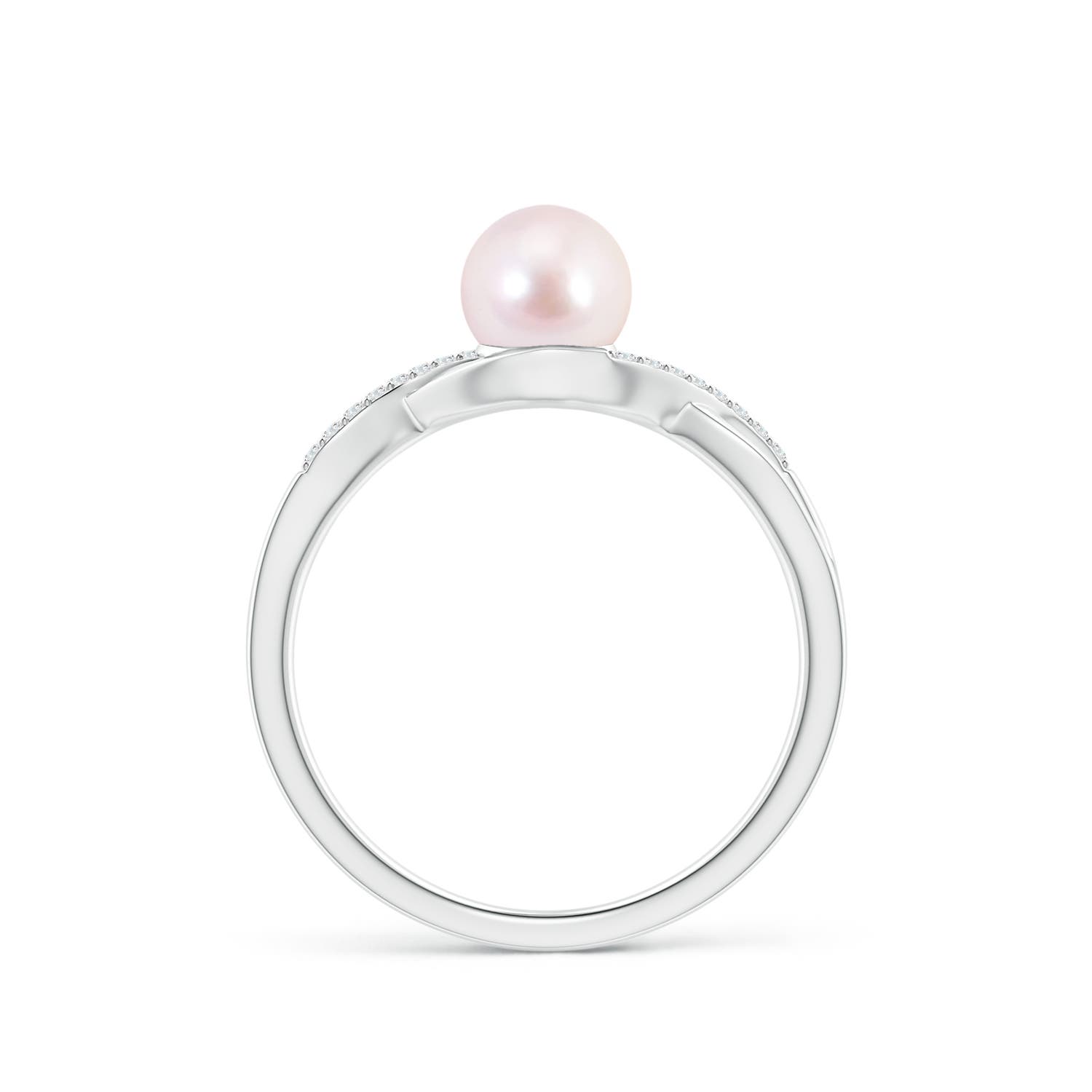6mm AAAA Japanese Akoya Pearl Criss Cross Shank Engagement Ring in P950 Platinum