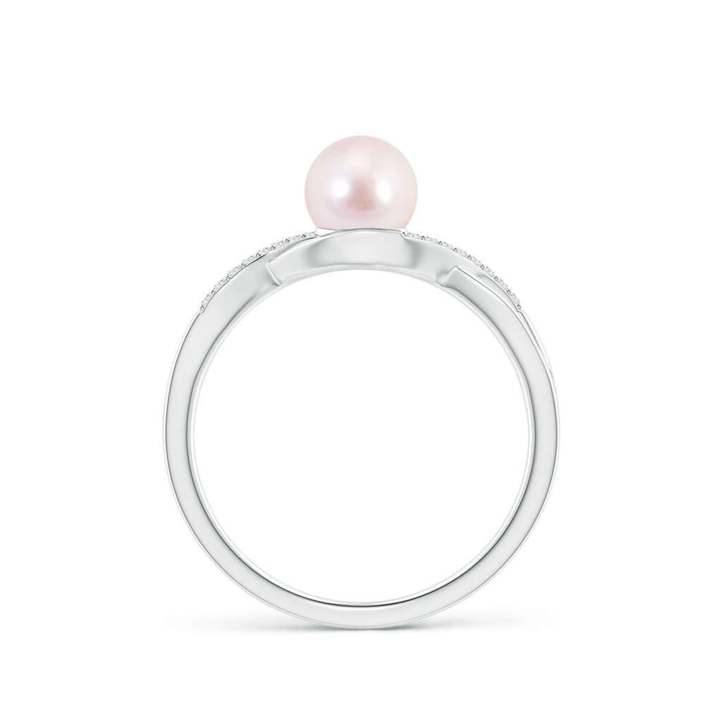 6mm AAAA Japanese Akoya Pearl Criss Cross Shank Engagement Ring in P950 Platinum - side 199