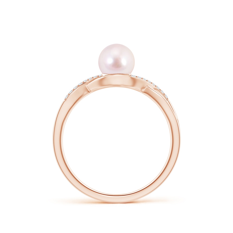 6mm AAAA Japanese Akoya Pearl Criss Cross Shank Engagement Ring in Rose Gold side 199