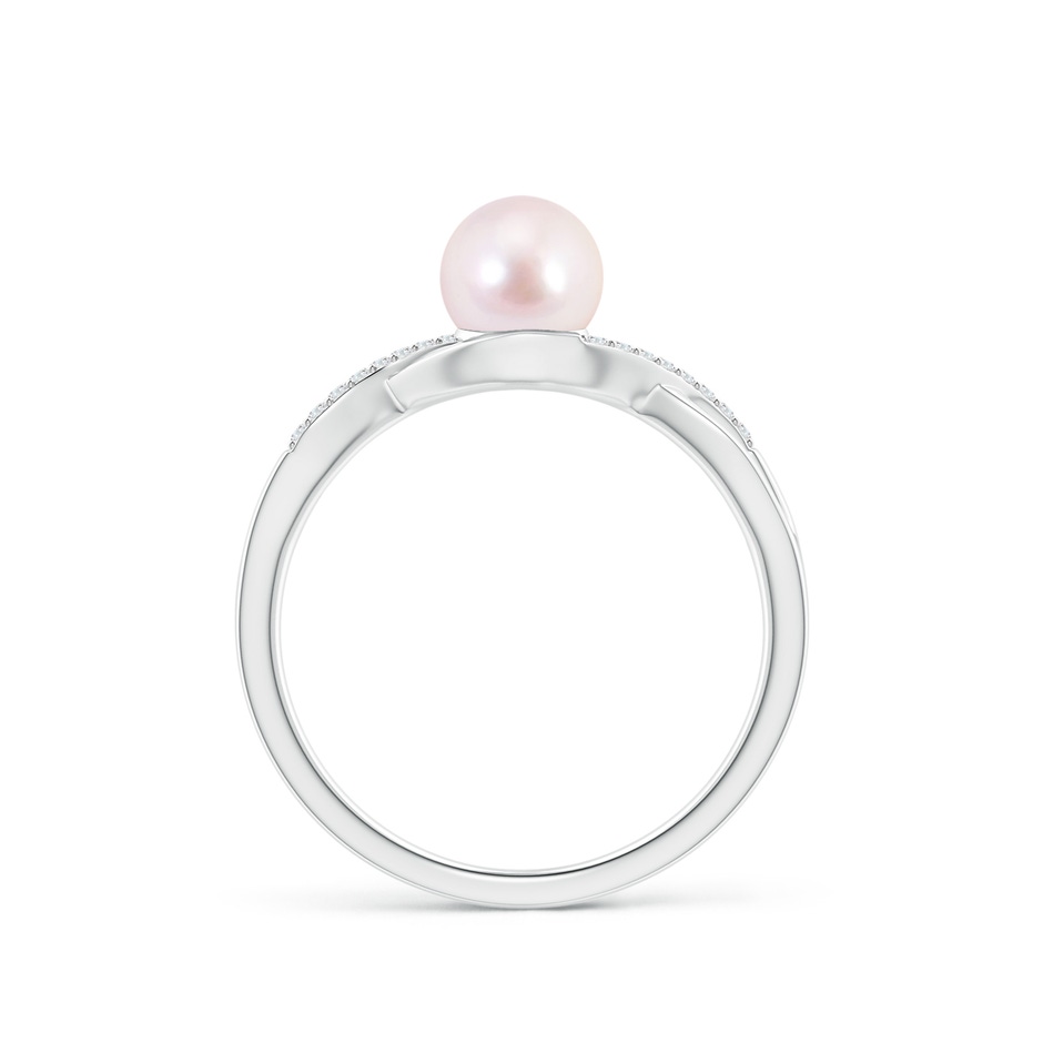 6mm AAAA Japanese Akoya Pearl Criss Cross Shank Engagement Ring in White Gold side 199