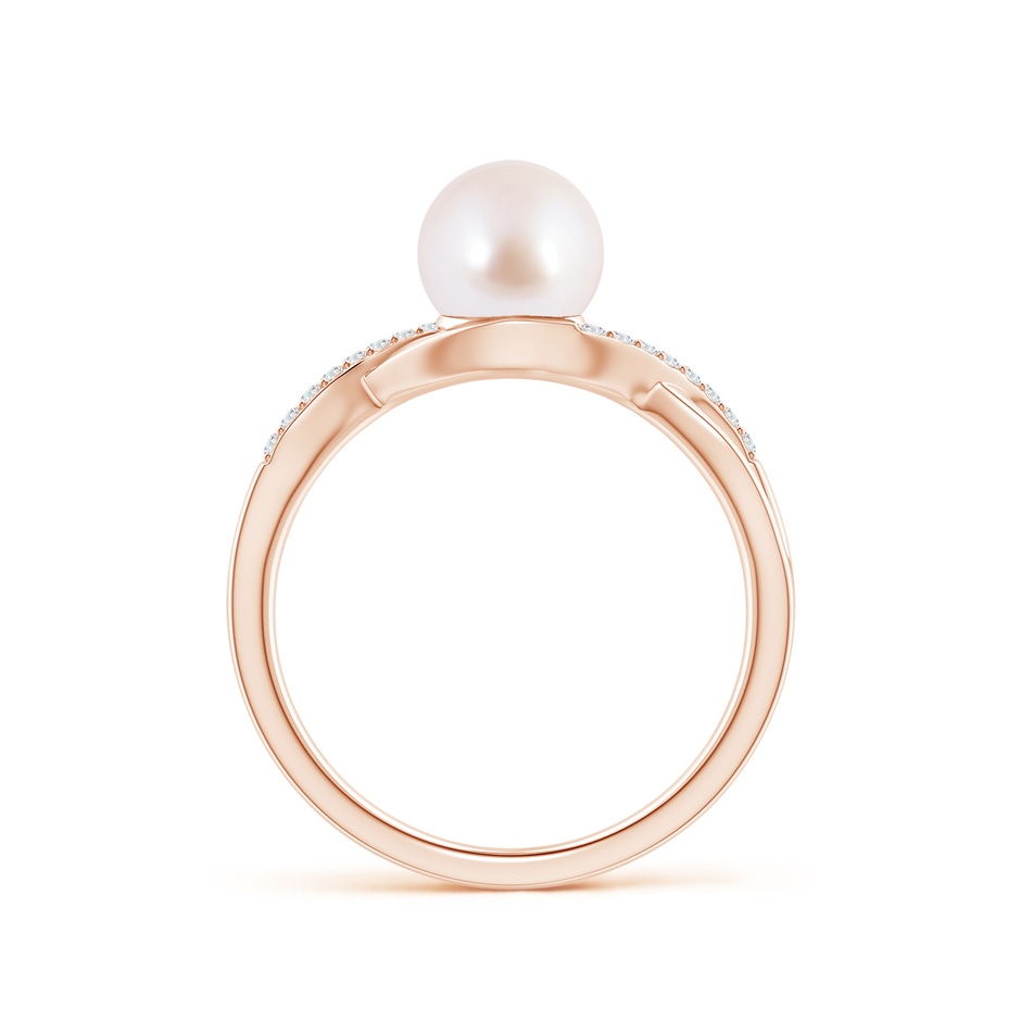 7mm AAA Japanese Akoya Pearl Criss Cross Shank Engagement Ring in Rose Gold side 199