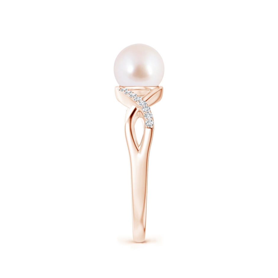 7mm AAA Japanese Akoya Pearl Criss Cross Shank Engagement Ring in Rose Gold side 299