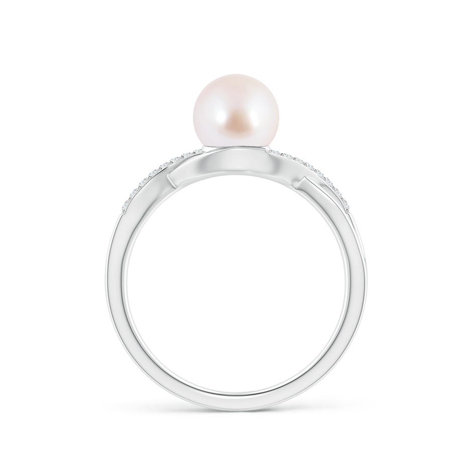 7mm AAA Japanese Akoya Pearl Criss Cross Shank Engagement Ring in White Gold side 199