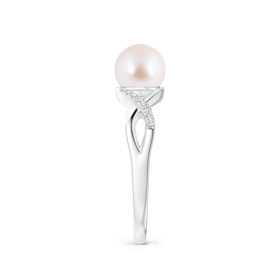 7mm AAA Japanese Akoya Pearl Criss Cross Shank Engagement Ring in White Gold side 299