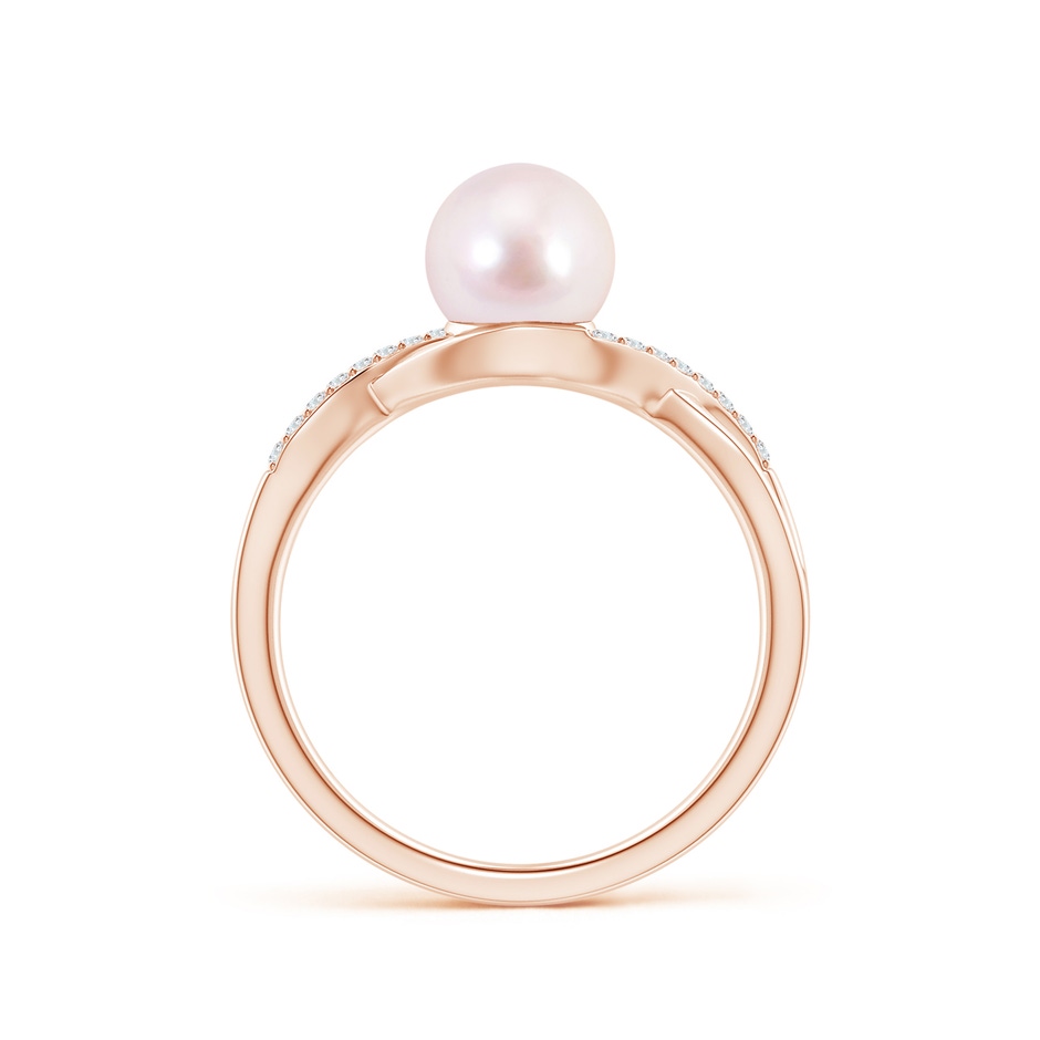 7mm AAAA Japanese Akoya Pearl Criss Cross Shank Engagement Ring in 18K Rose Gold side 199