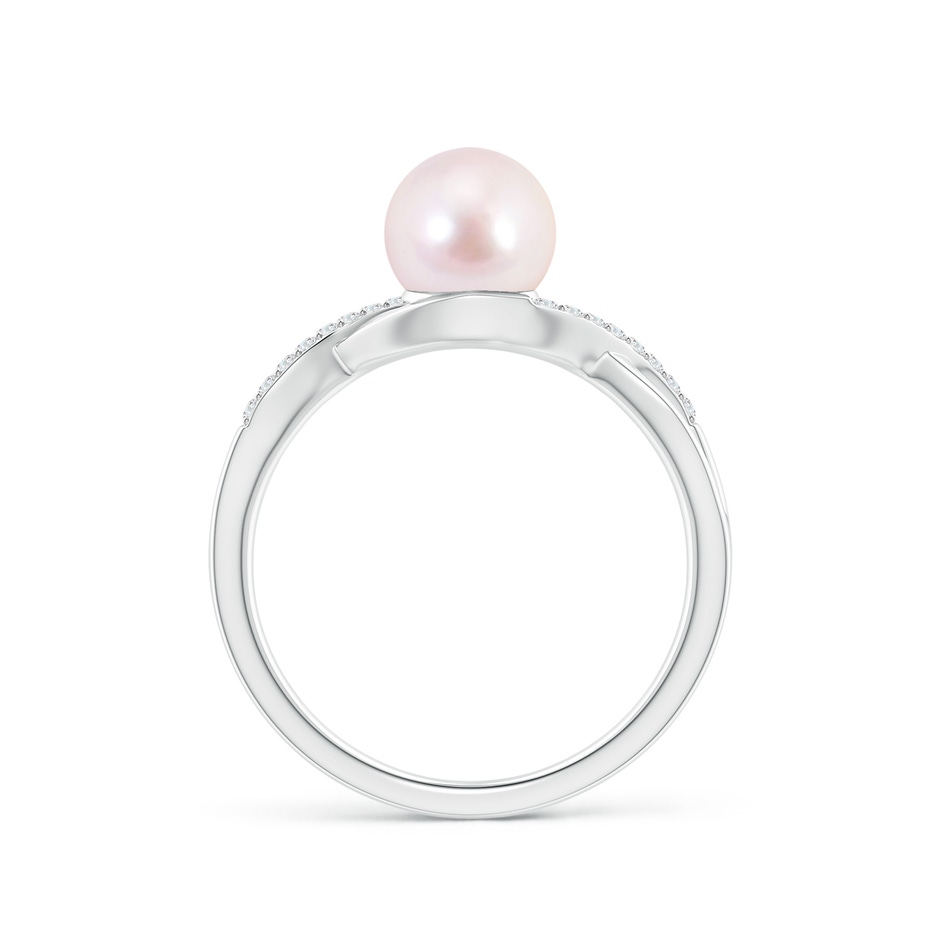 7mm AAAA Japanese Akoya Pearl Criss Cross Shank Engagement Ring in 18K White Gold side 199