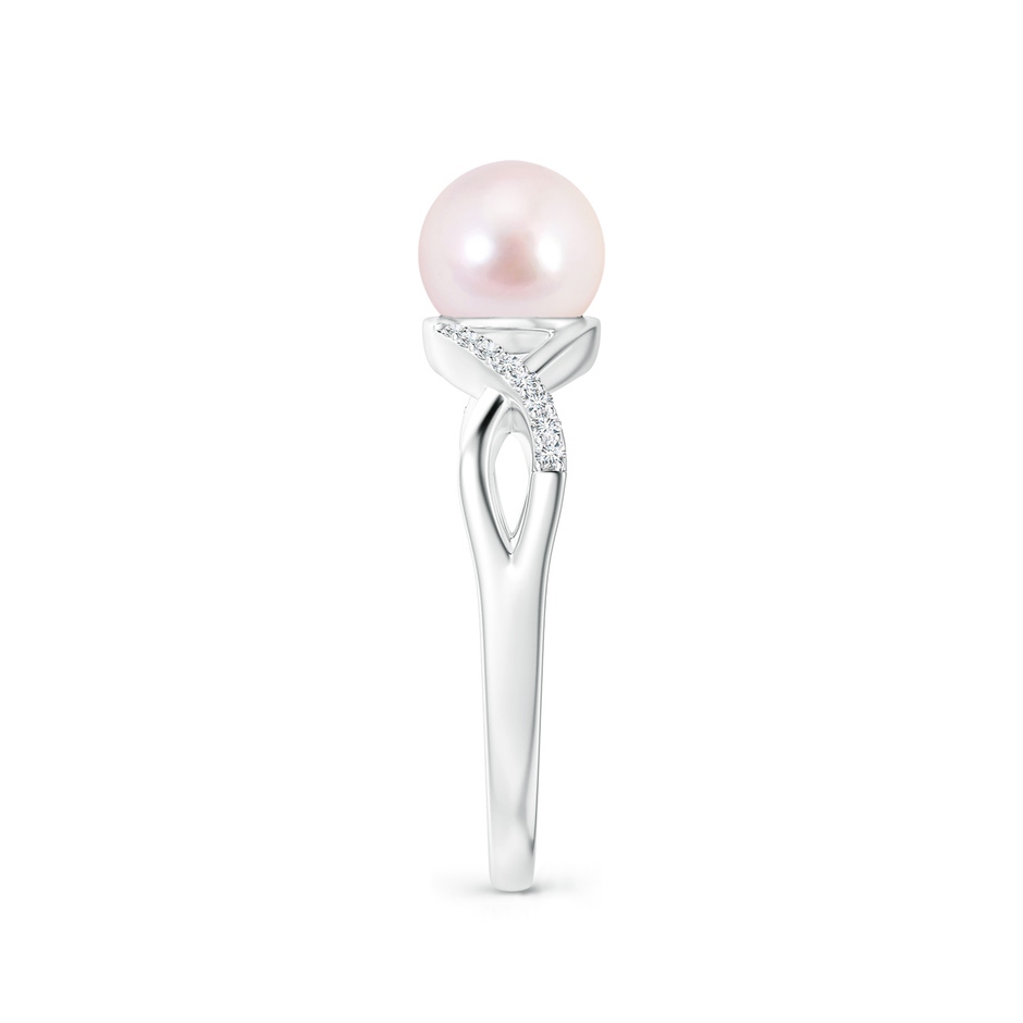 7mm AAAA Japanese Akoya Pearl Criss Cross Shank Engagement Ring in 18K White Gold side 299