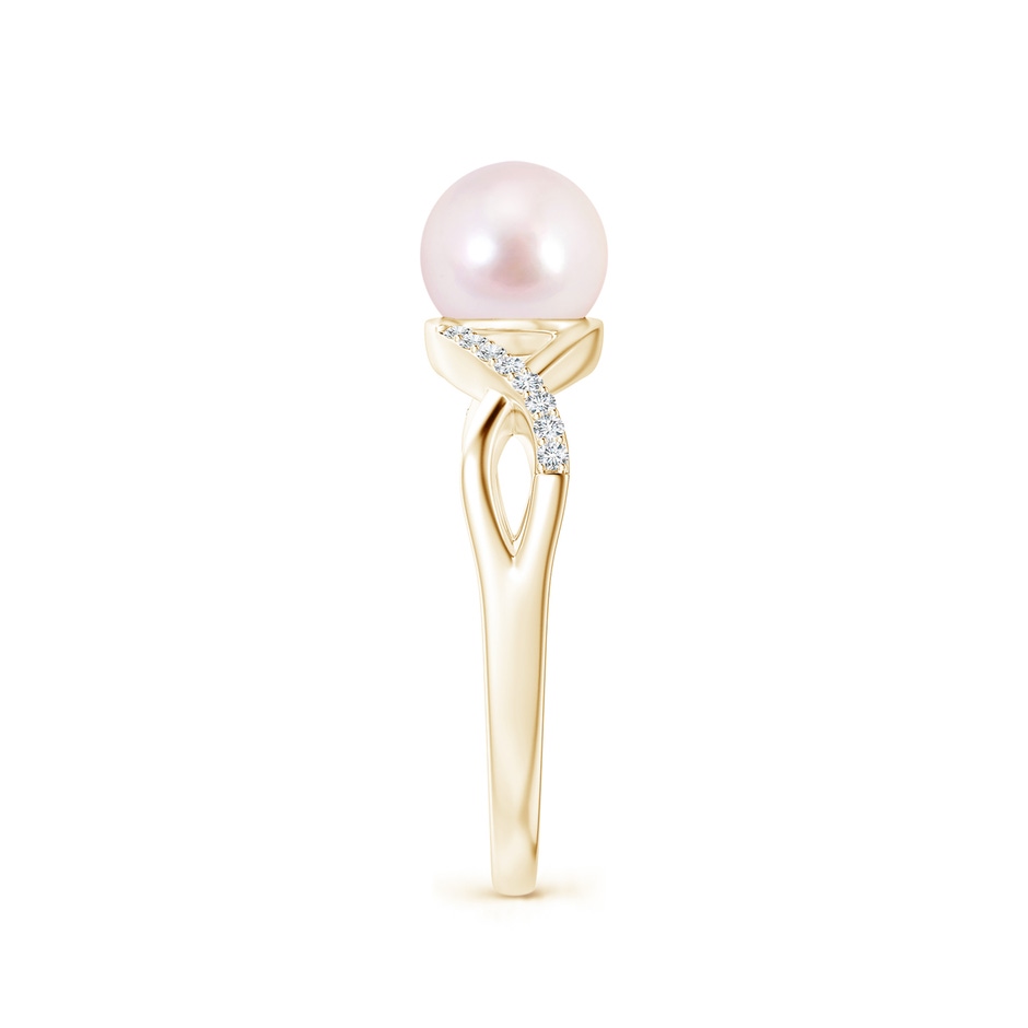 7mm AAAA Japanese Akoya Pearl Criss Cross Shank Engagement Ring in Yellow Gold side 299