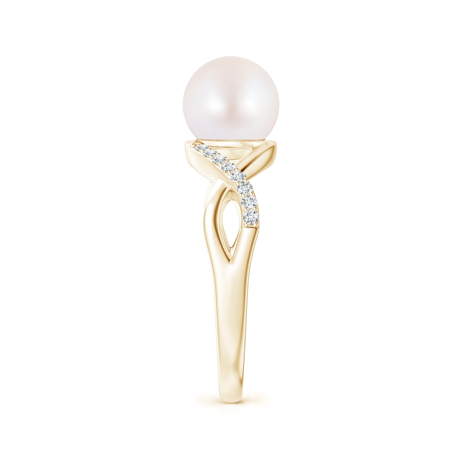8mm AA Japanese Akoya Pearl Criss Cross Shank Engagement Ring in 18K Yellow Gold side 299