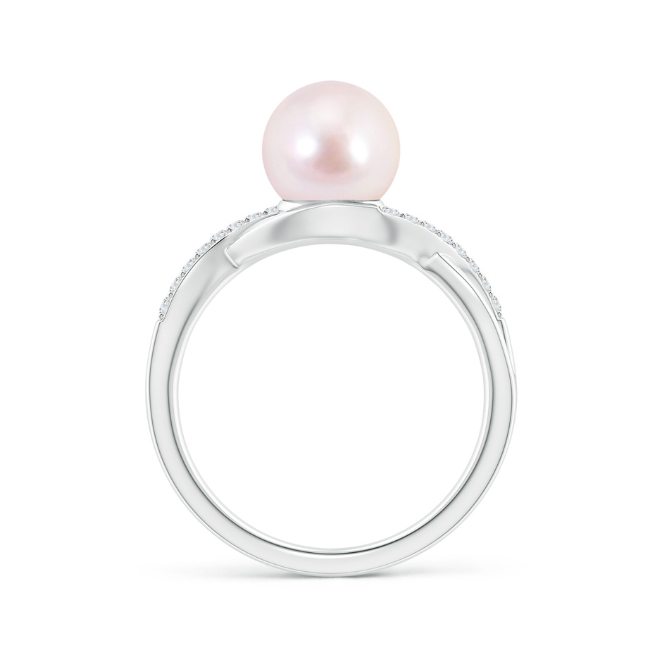 8mm AAAA Japanese Akoya Pearl Criss Cross Shank Engagement Ring in White Gold side 199