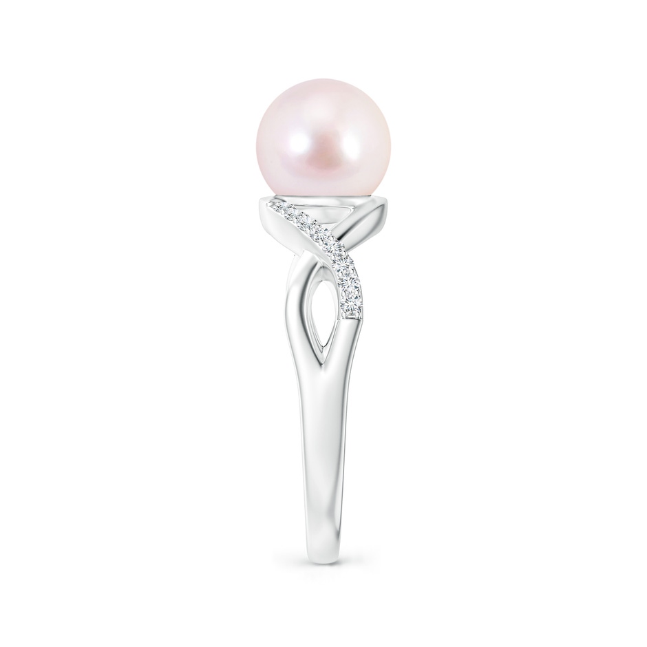 8mm AAAA Japanese Akoya Pearl Criss Cross Shank Engagement Ring in White Gold side 299