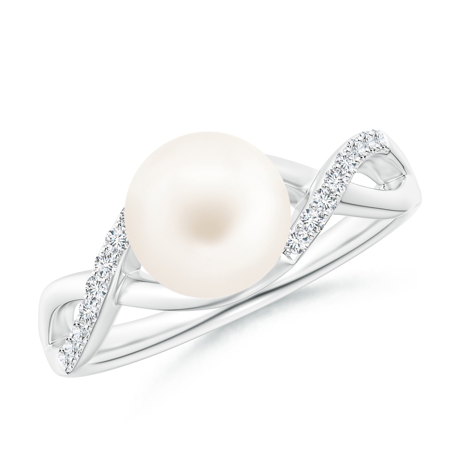 8mm AA Freshwater Pearl Criss Cross Shank Engagement Ring in P950 Platinum 