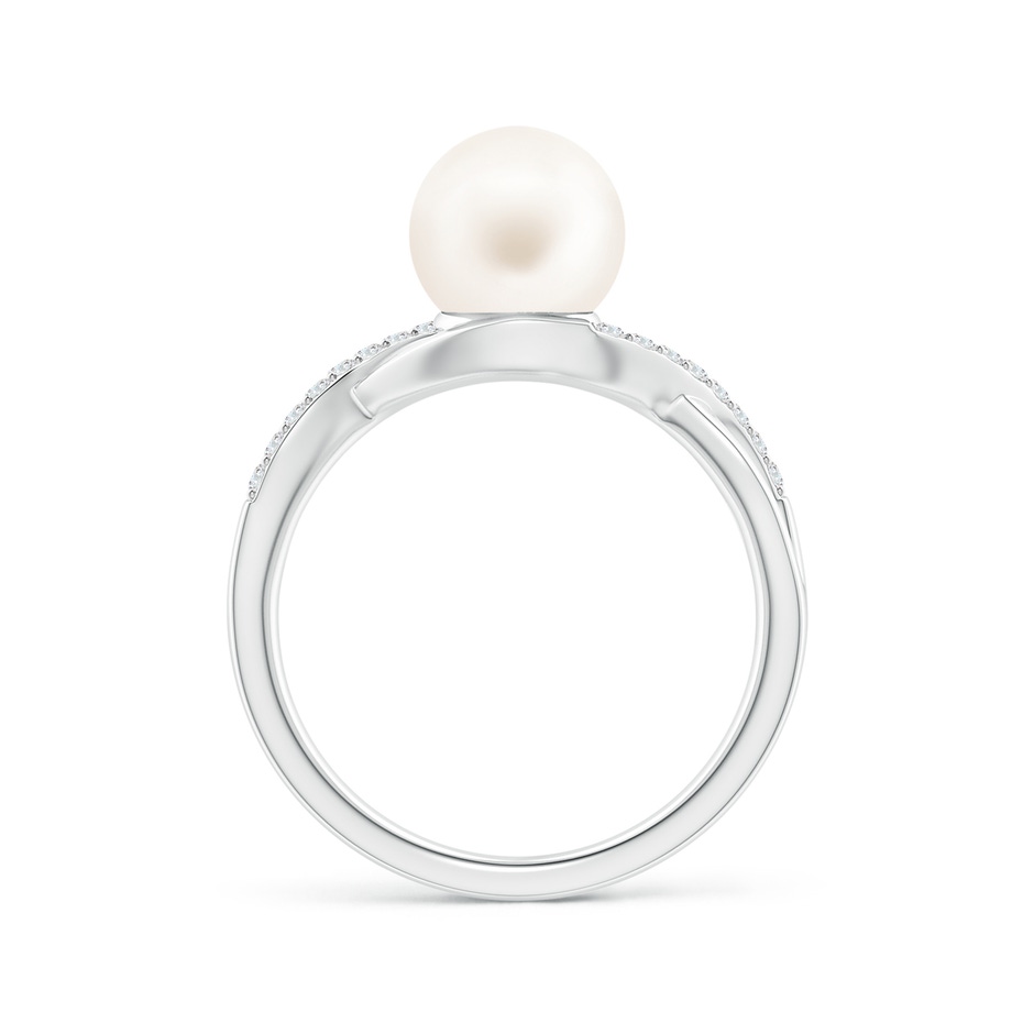 8mm AA Freshwater Pearl Criss Cross Shank Engagement Ring in P950 Platinum side 1