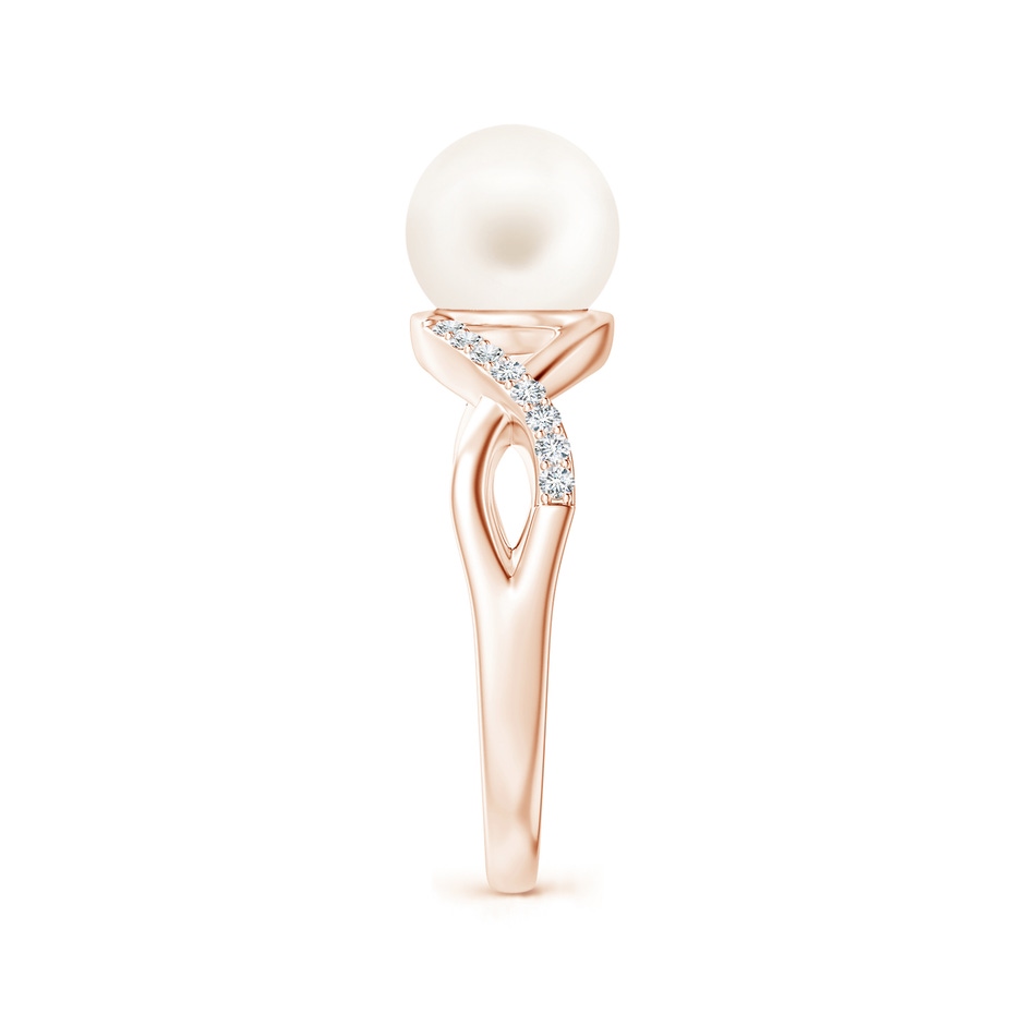 8mm AA Freshwater Pearl Criss Cross Shank Engagement Ring in Rose Gold side 2