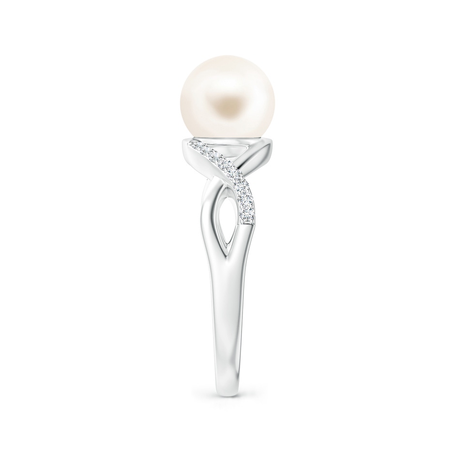 8mm AAA Freshwater Pearl Criss Cross Shank Engagement Ring in P950 Platinum side 2