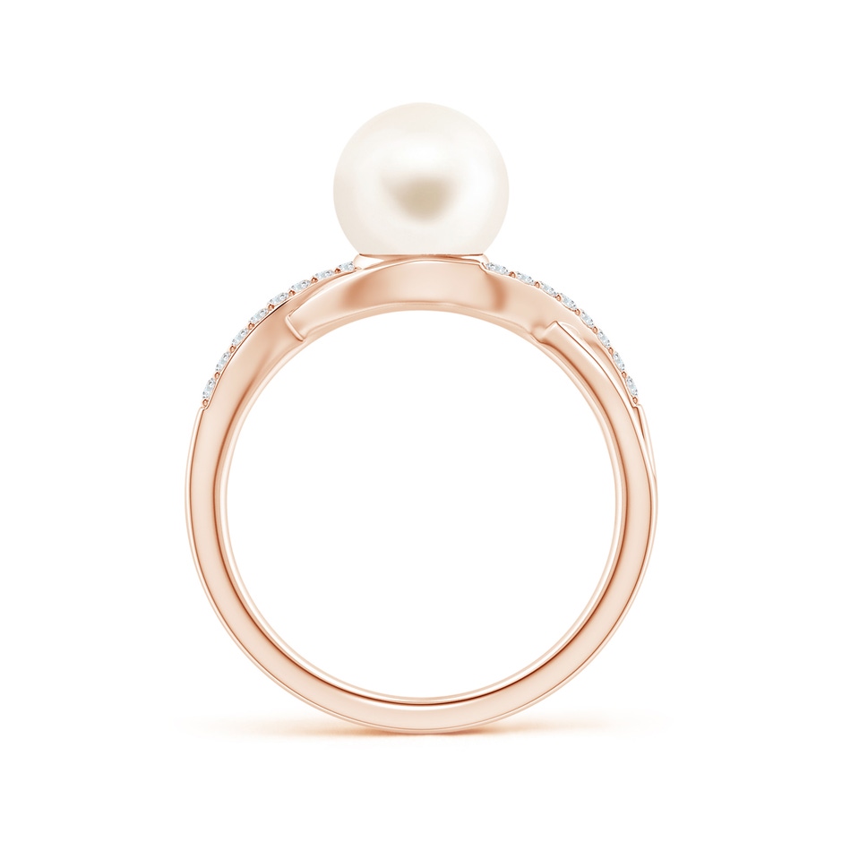 8mm AAA Freshwater Pearl Criss Cross Shank Engagement Ring in Rose Gold side 1