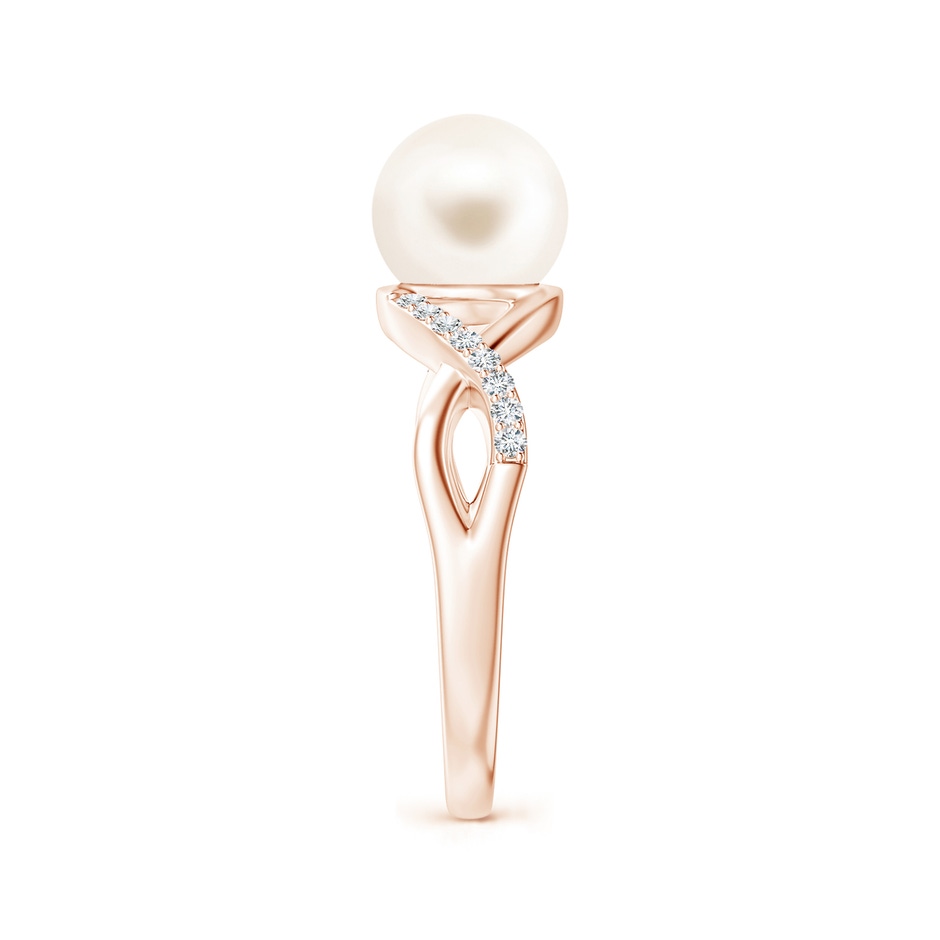 8mm AAA Freshwater Pearl Criss Cross Shank Engagement Ring in Rose Gold side 2