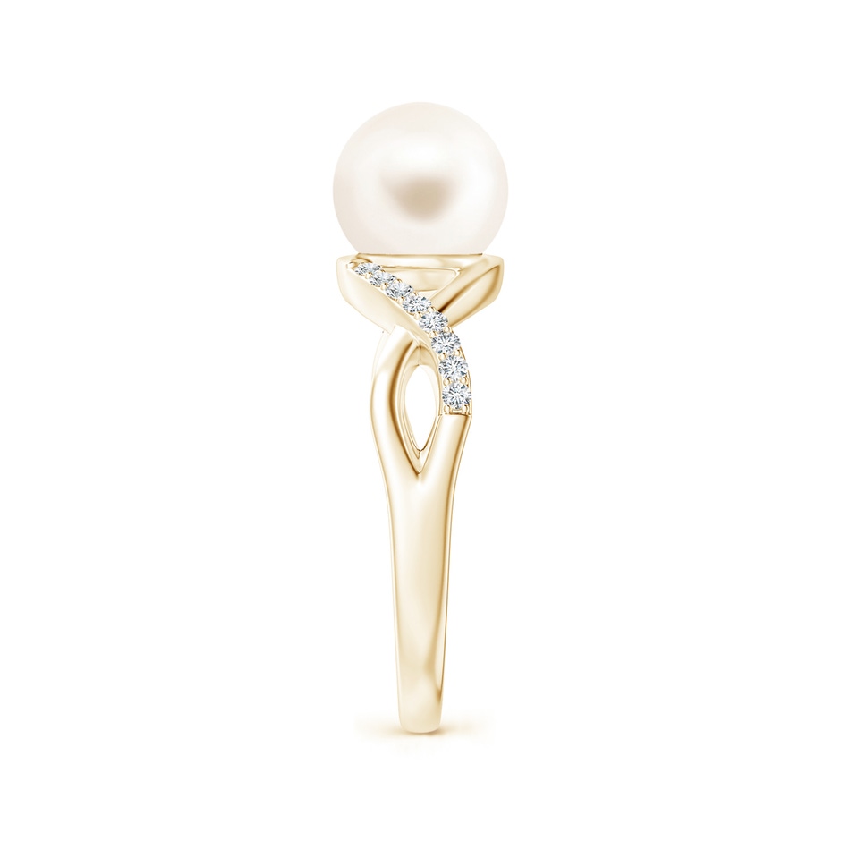 8mm AAA Freshwater Pearl Criss Cross Shank Engagement Ring in Yellow Gold side 2