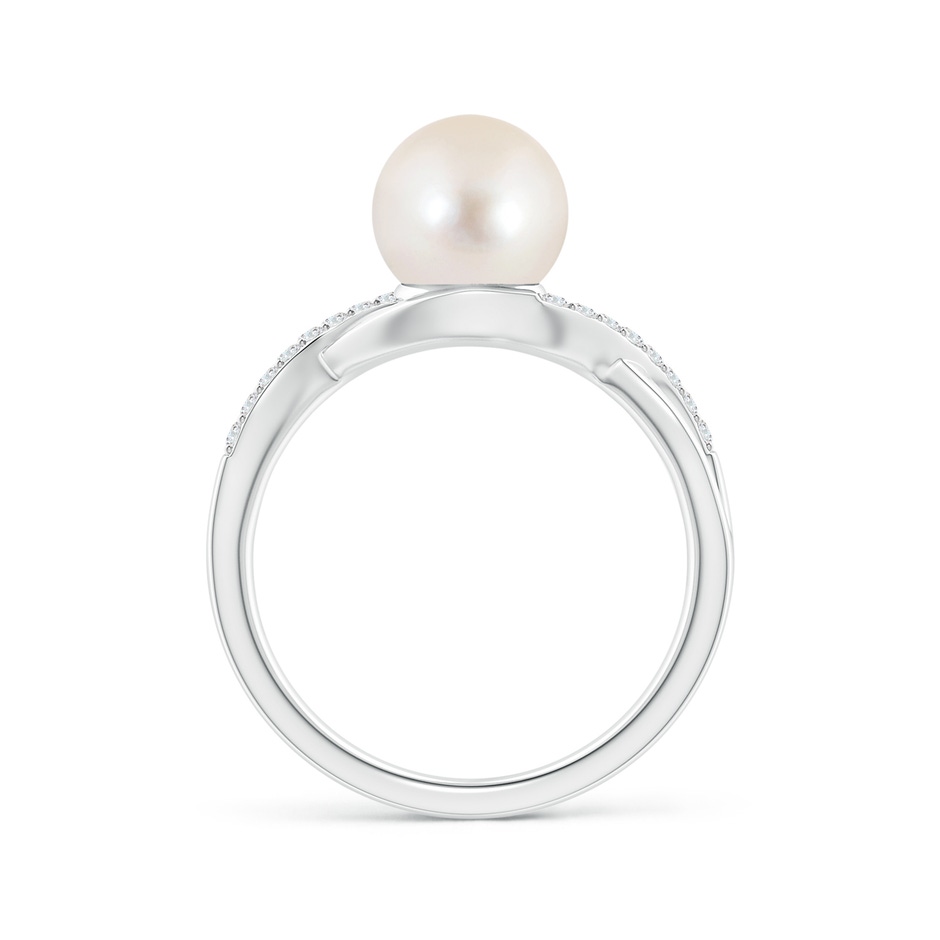 8mm AAAA Freshwater Pearl Criss Cross Shank Engagement Ring in P950 Platinum side 1