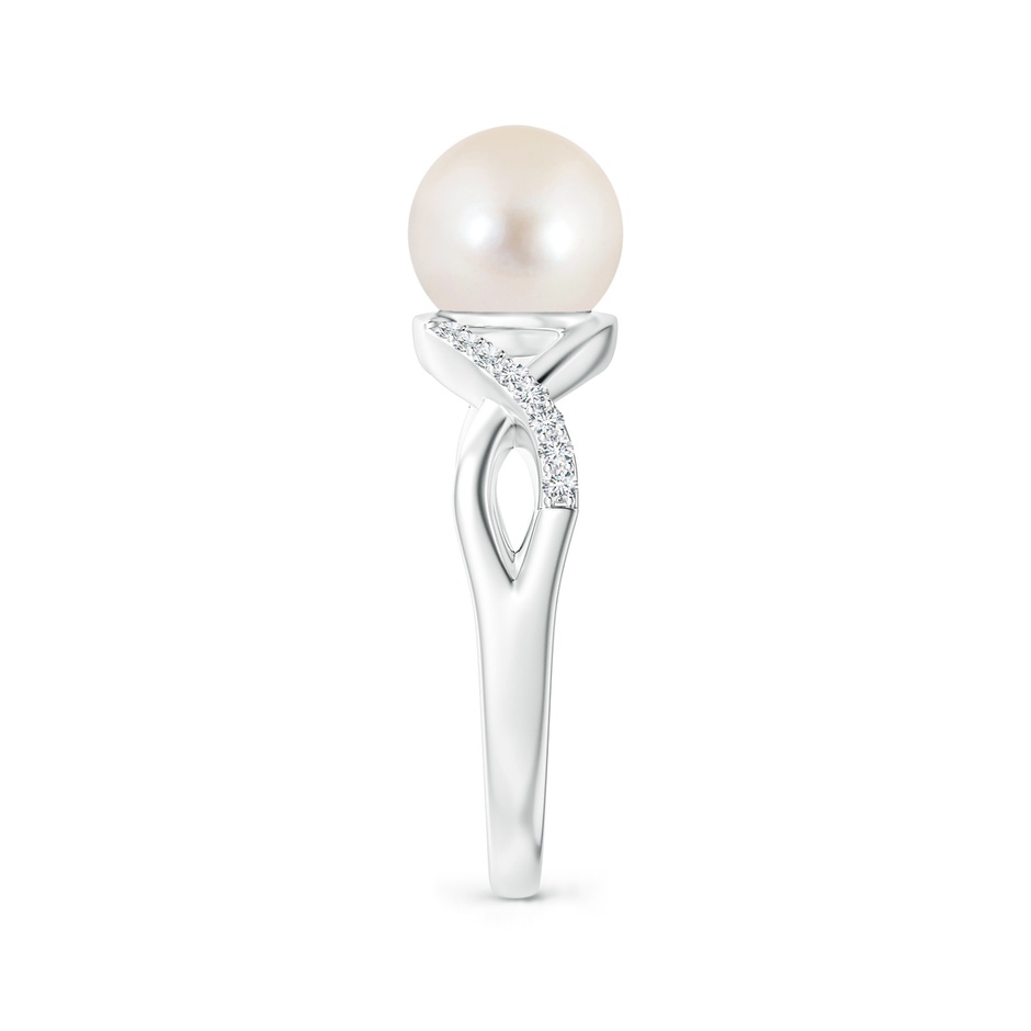 8mm AAAA Freshwater Pearl Criss Cross Shank Engagement Ring in P950 Platinum side 2