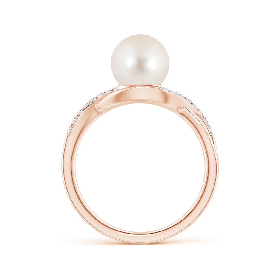 8mm AAAA Freshwater Pearl Criss Cross Shank Engagement Ring in Rose Gold side 1