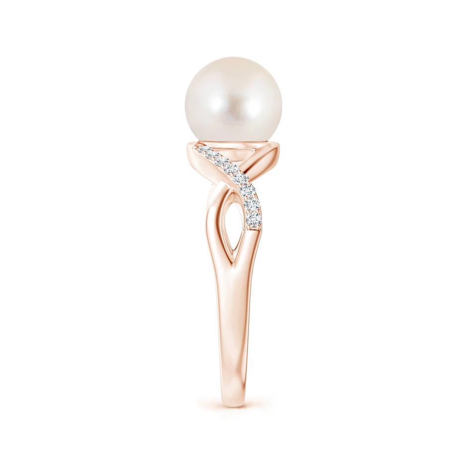 8mm AAAA Freshwater Pearl Criss Cross Shank Engagement Ring in Rose Gold side 2