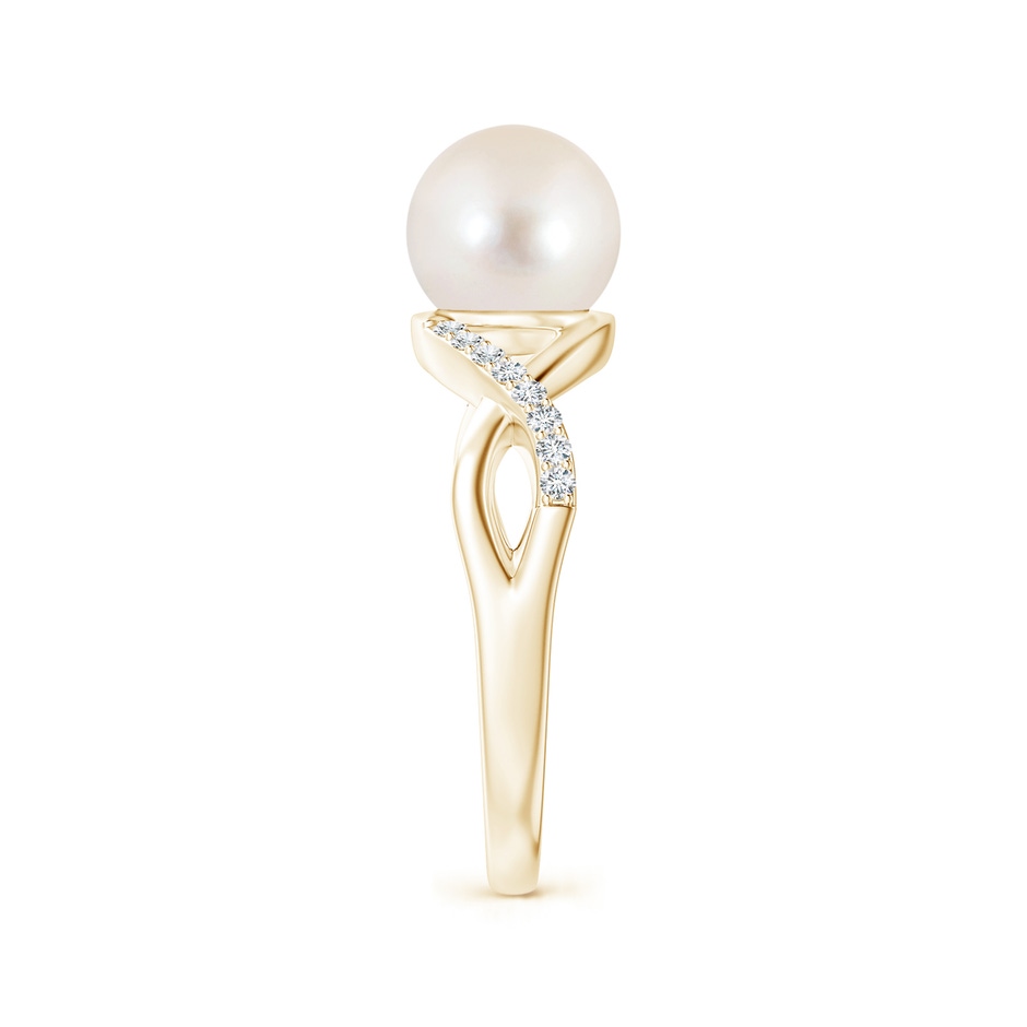8mm AAAA Freshwater Pearl Criss Cross Shank Engagement Ring in Yellow Gold side 2