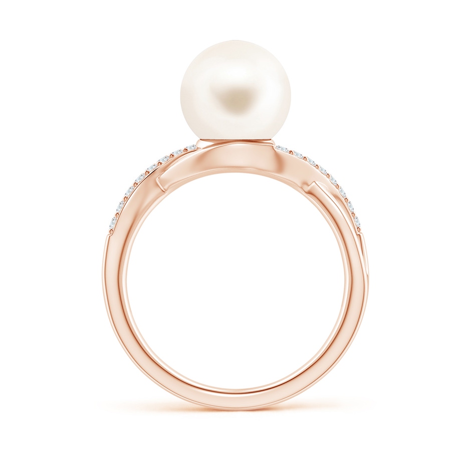 9mm AAA Freshwater Pearl Criss Cross Shank Engagement Ring in Rose Gold side 1