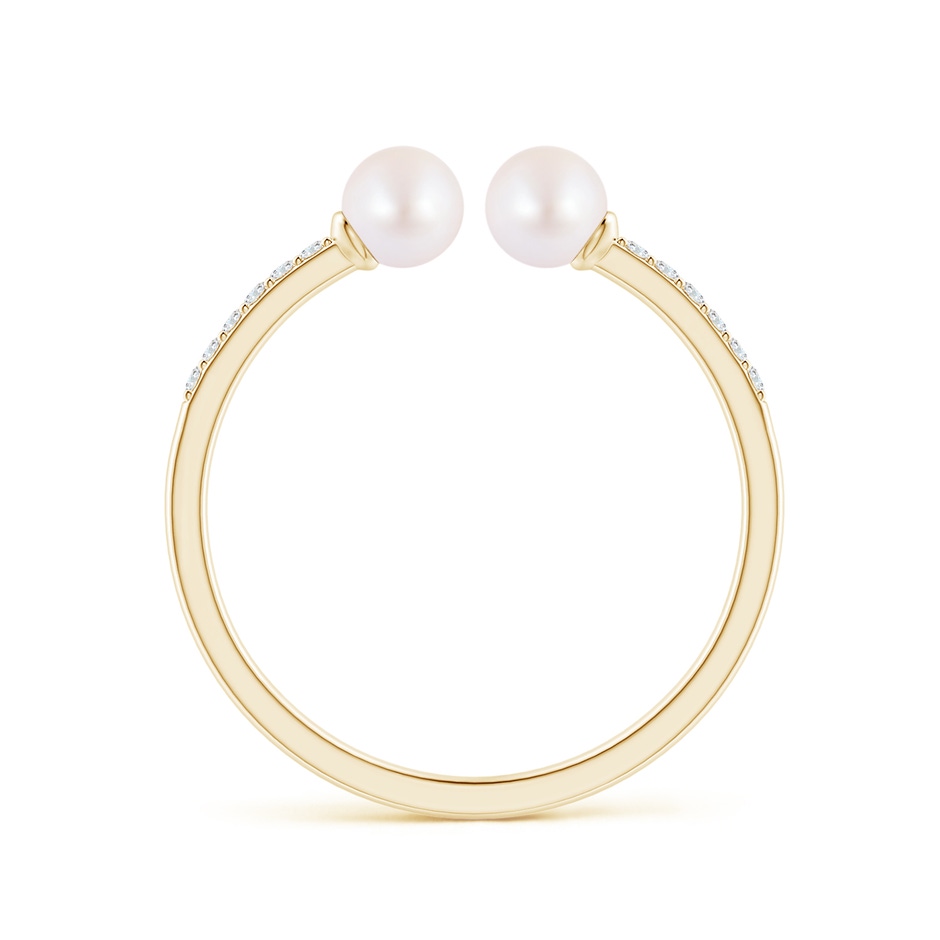 4mm AA Two Stone Japanese Akoya Pearl Open Stackable Ring in Yellow Gold side 1