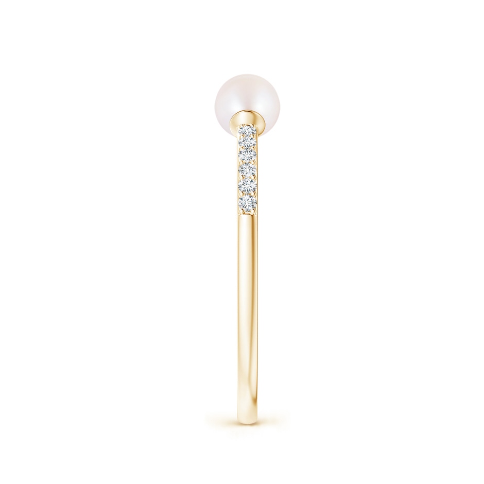 4mm AA Two Stone Japanese Akoya Pearl Open Stackable Ring in Yellow Gold side 2