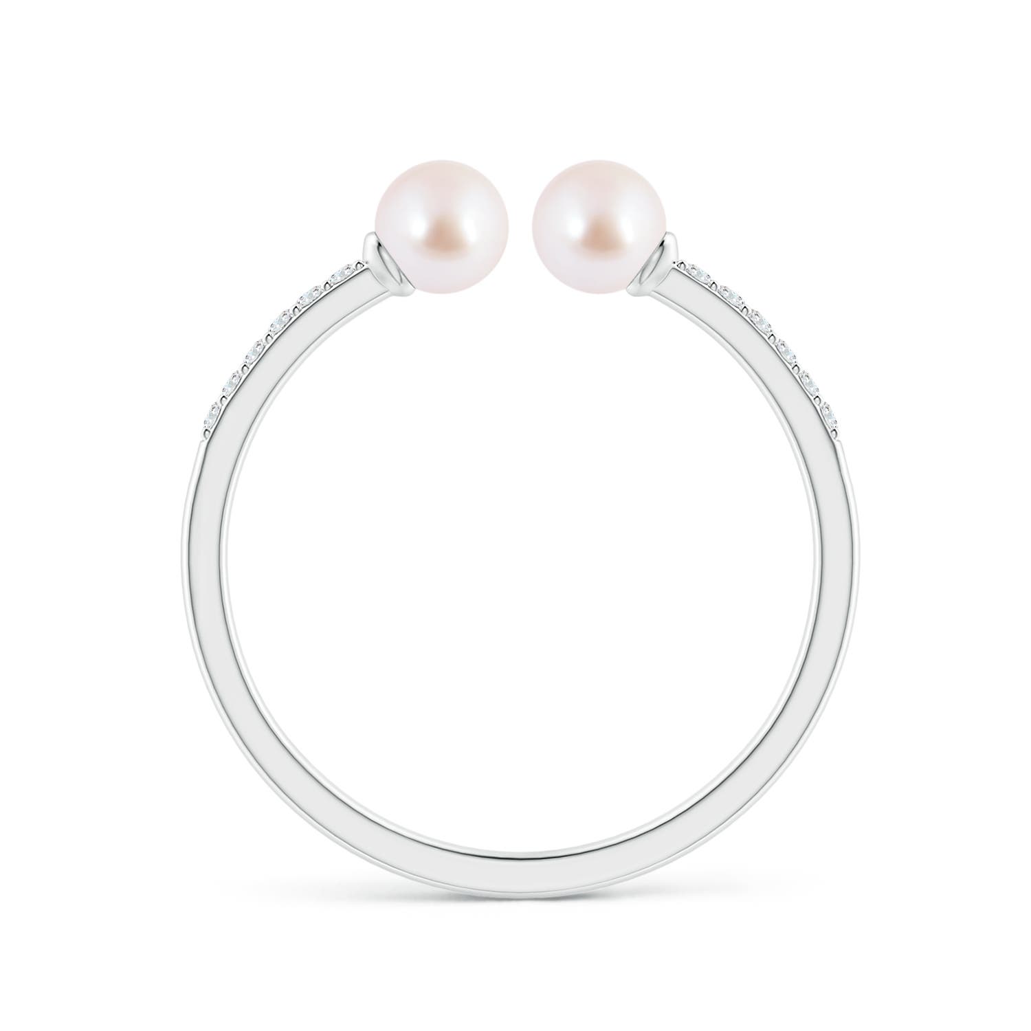 4mm AAA Two Stone Japanese Akoya Pearl Open Stackable Ring in White Gold