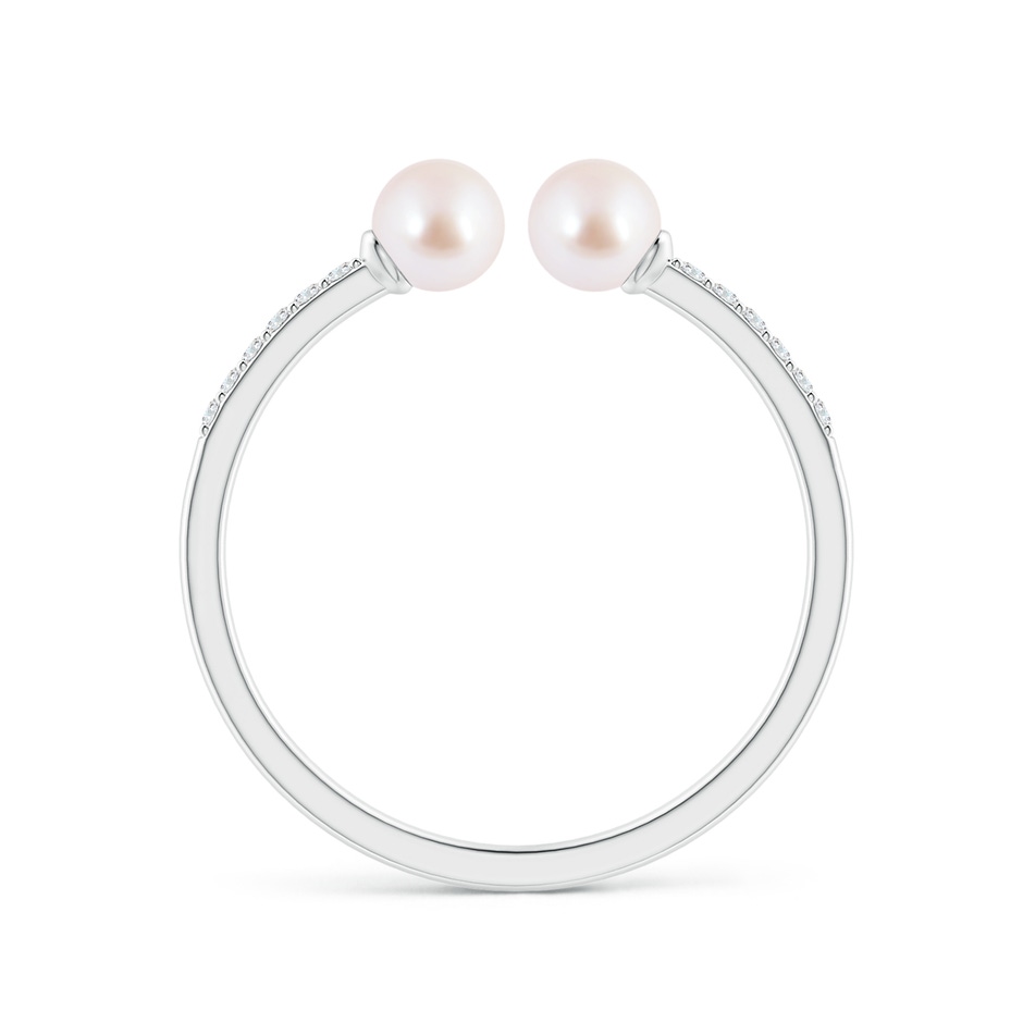 4mm AAA Two Stone Japanese Akoya Pearl Open Stackable Ring in White Gold side 1