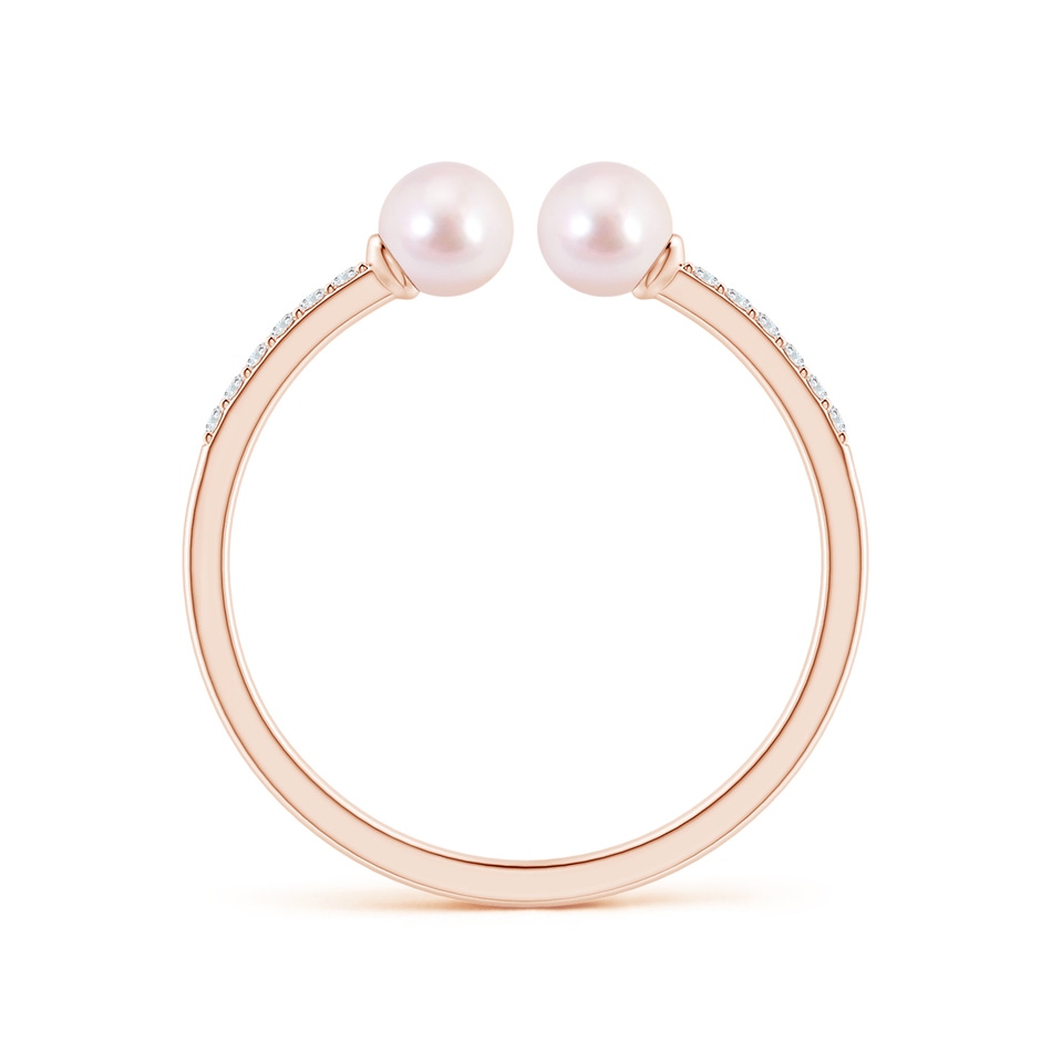4mm AAAA Two Stone Japanese Akoya Pearl Open Stackable Ring in Rose Gold side 1