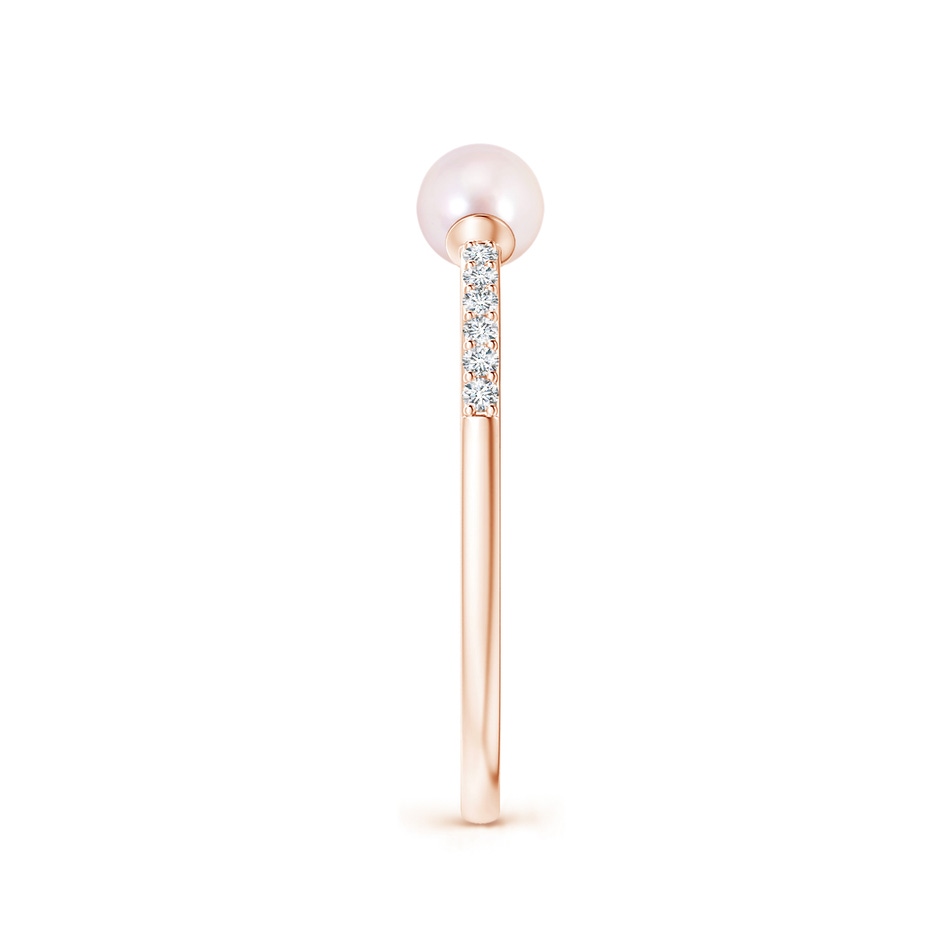 4mm AAAA Two Stone Japanese Akoya Pearl Open Stackable Ring in Rose Gold side 2