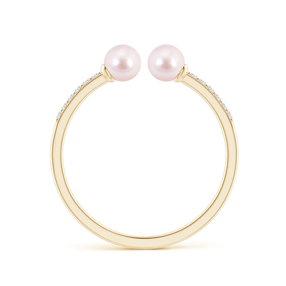 4mm AAAA Two Stone Japanese Akoya Pearl Open Stackable Ring in Yellow Gold side 1
